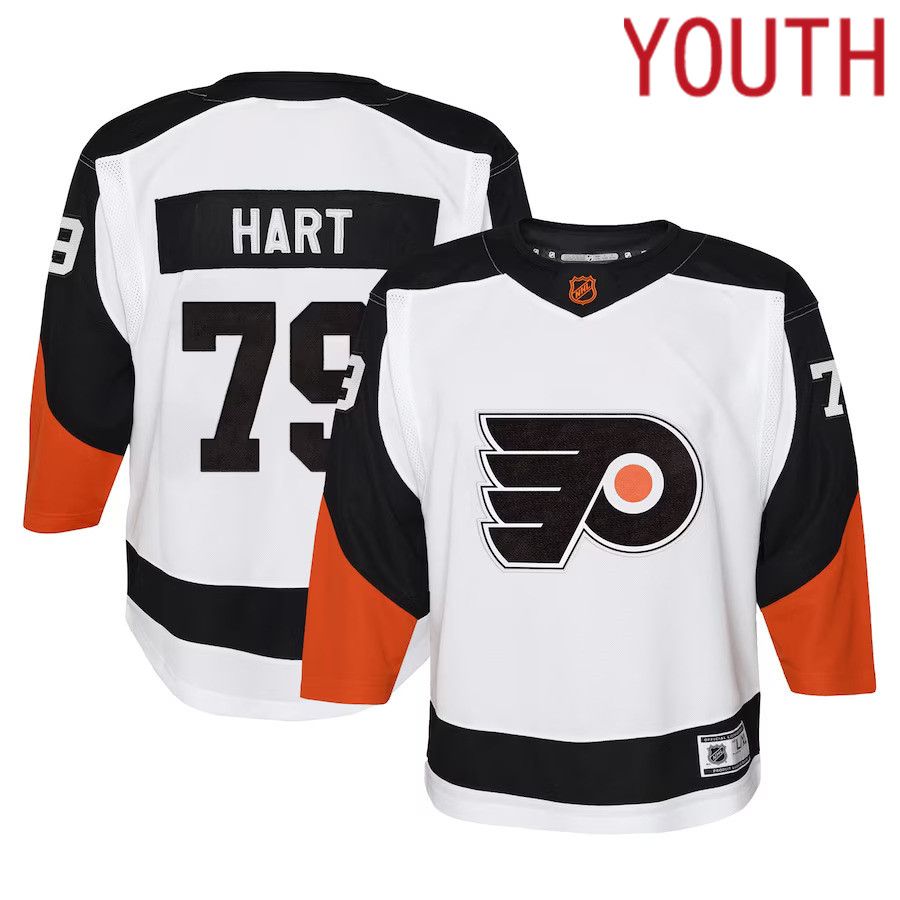 Youth Philadelphia Flyers 79 Carter Hart White Special Edition Premier Player NHL Jersey